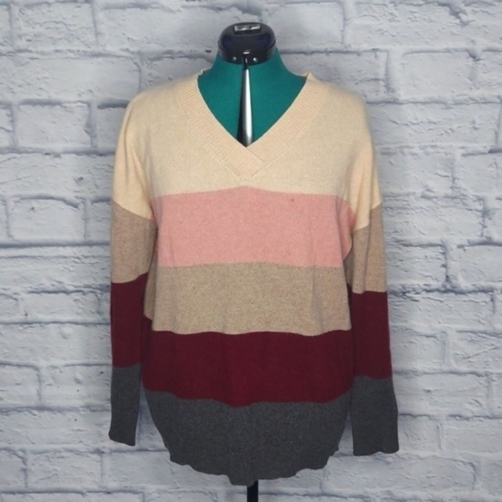 CHARTER Club cashmere luxury men's Colorblocked crew neck sweater Sz M